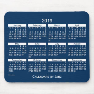 Tapis De Souris Calendrier audacieux bleu de boîte de 2019 police