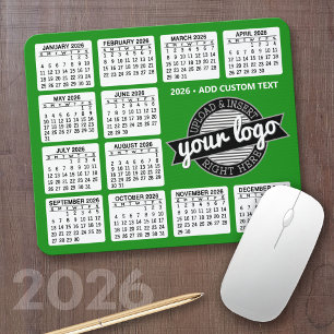 Tapis De Souris Calendrier avec logo et texte - Vert et Blanc