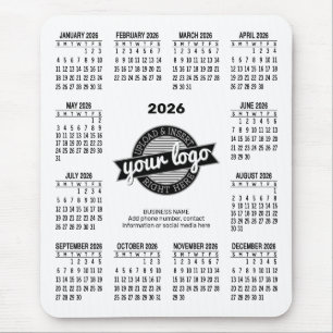 Tapis De Souris Calendrier avec logo, Informations de contact blan