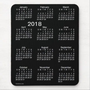Tapis De Souris Calendrier blanc au néon des gros caractères 201