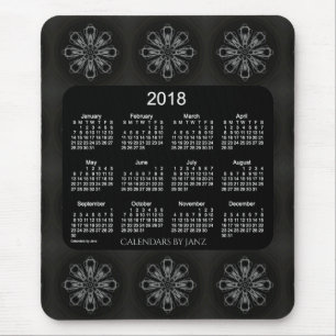 Tapis De Souris Calendrier blanc au néon du flocon de neige 2018