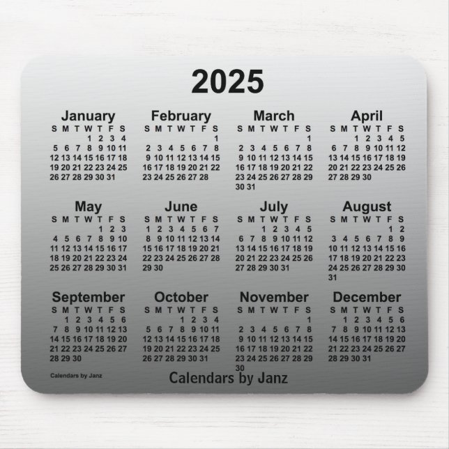 Tapis De Souris Calendrier blanc passé 2025 par Janz Mouse Pad (Devant)