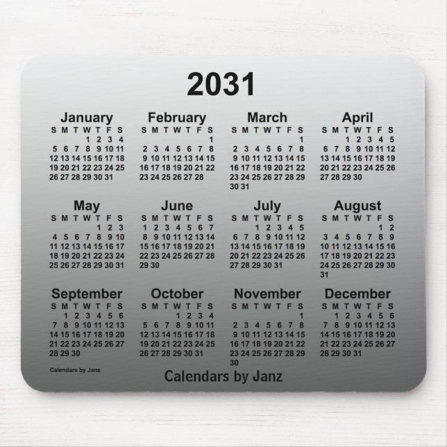 Tapis De Souris Calendrier blanc passé 2031 par Janz (Devant)
