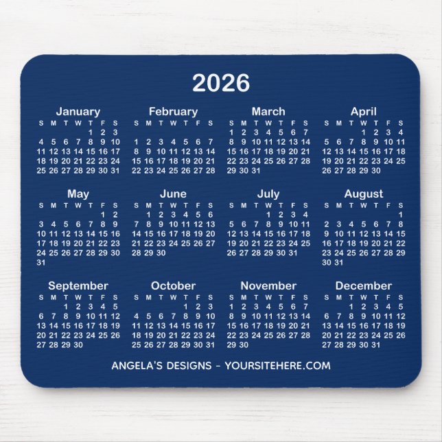 Tapis De Souris Calendrier bleu et blanc de la Marine (Devant)