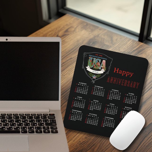 Tapis De Souris Calendrier botanique du Semiquincentenaire 2026  (2026 Semiquincentennial Botanical Calendar Mouse Pad)