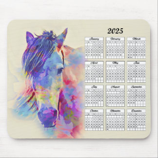 Tapis De Souris Calendrier Cheval Abstrait 2025