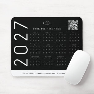 Tapis De Souris Calendrier d'affaires Logo Entreprise Noir 2027