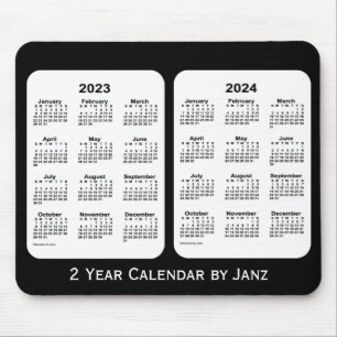 Tapis De Souris Calendrier de 2 ans noir et blanc 2023-2024 par Ja