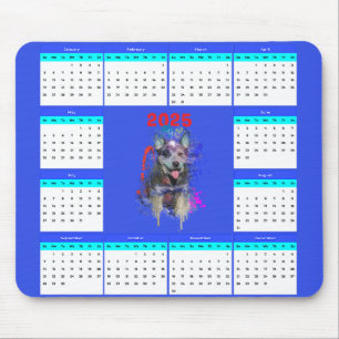 Tapis De Souris Calendrier de Chien à oreille bleu mou personnalis