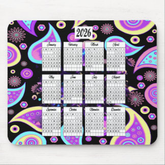 Tapis De Souris Calendrier de conception 2026 de Paisley