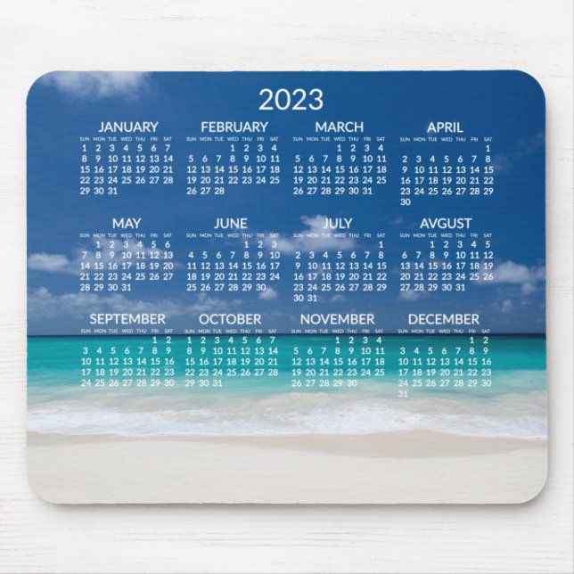 Tapis De Souris Calendrier de la plage 2023 Souris Ajouter photo (Devant)