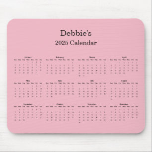 Tapis De Souris Calendrier de l'année complète 2025
