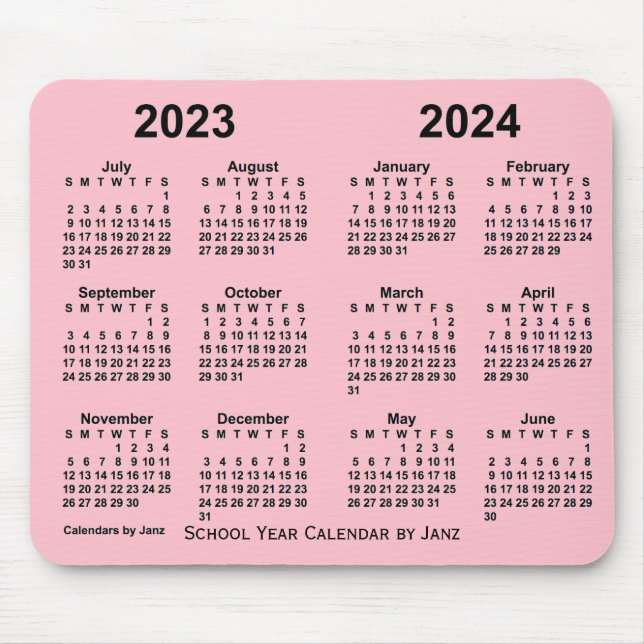 Tapis De Souris Calendrier de l'année scolaire 2023-2024 par Janz  (Devant)