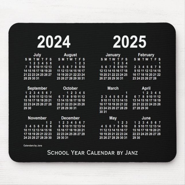 Tapis De Souris Calendrier de l'école Neon White 2024-2025 par Jan (Devant)