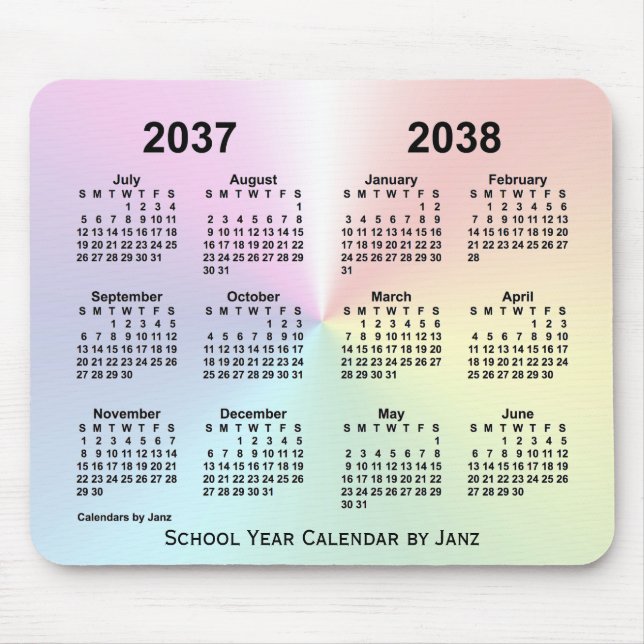 Tapis De Souris Calendrier de l'école Rainbow Cloud 2037-2038 par  (Devant)