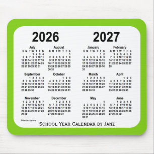 Tapis De Souris Calendrier de l'école verte jaune 2026-2027 par Ja