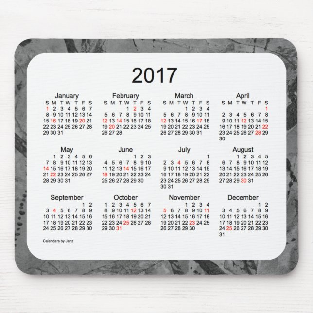 Tapis De Souris Calendrier de vacances de l'art 2017 noir par le (Devant)