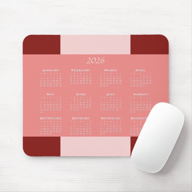 Tapis De Souris Calendrier d'entreprise aux teintes roses (Avec souris)