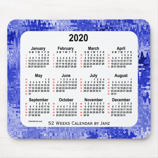 Tapis De Souris Calendrier des 52 semaines de la Crazy Quilt 2020  (Devant)