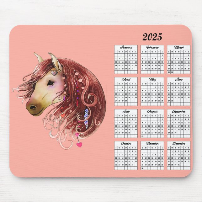 Tapis De Souris Calendrier des chevaux amoureux indiens 2025 (Devant)