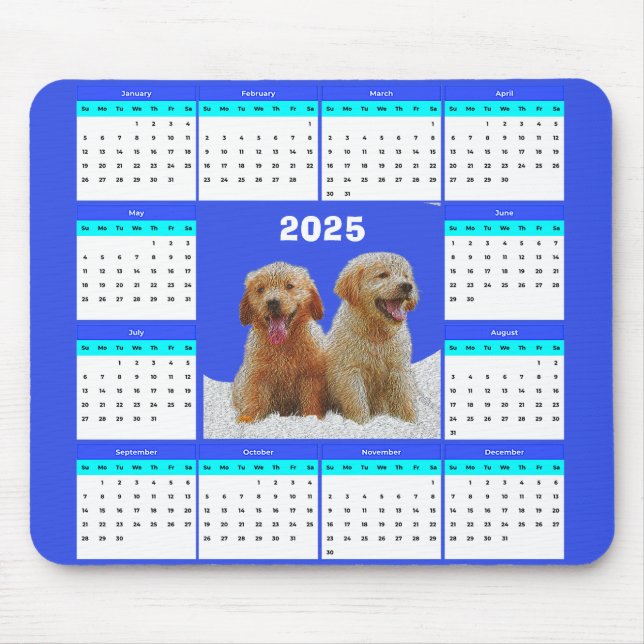 Tapis De Souris Calendrier des chiens de trieuse dorée sur mesure (Devant)