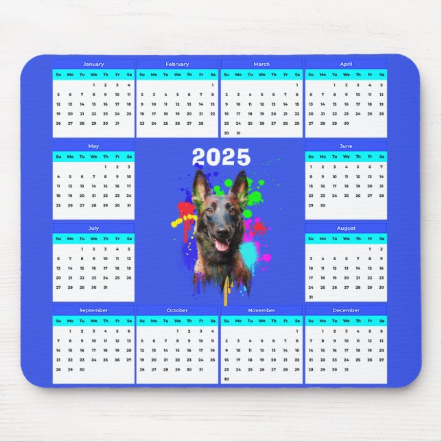 Tapis De Souris Calendrier des chiens mignons Malinois (Devant)