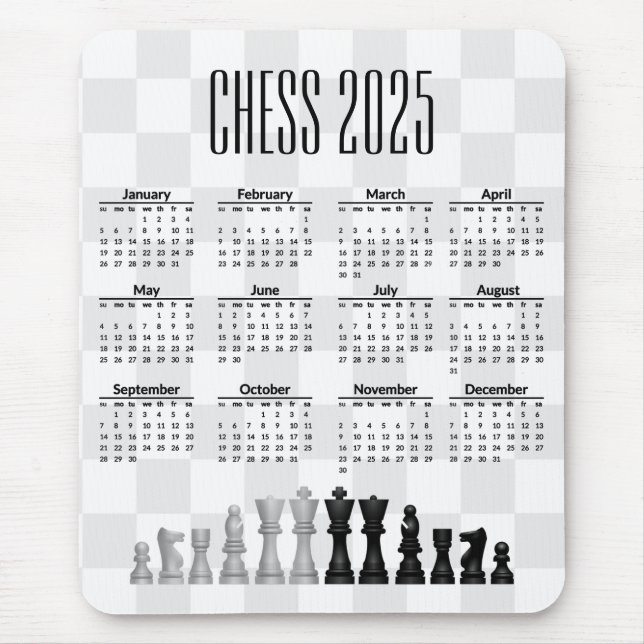 Tapis De Souris Calendrier des échecs 2025 Mousepad (Devant)