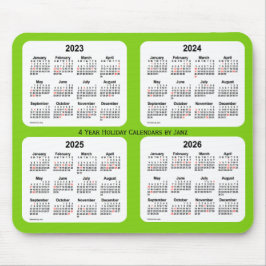 Tapis De Souris Calendrier des fêtes 2023-2026 par Janz Jaune Vert