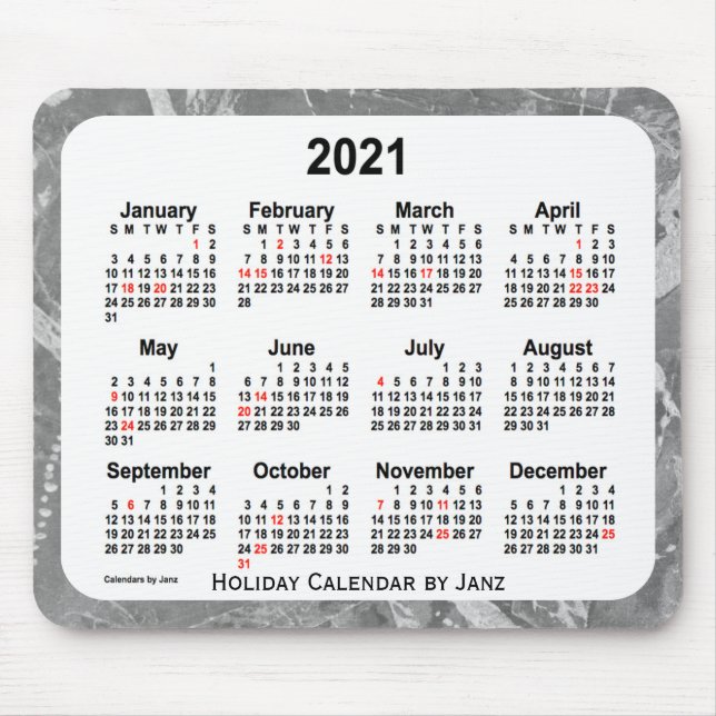 Tapis De Souris Calendrier des fêtes d'argent 2021 par Janz Mouse  (Devant)