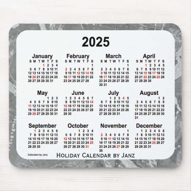 Tapis De Souris Calendrier des fêtes d'argent 2025 par Janz Mouse  (Devant)