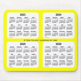 Tapis De Souris Calendrier des fêtes jaunes 2023-2026 par Janz