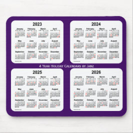 Tapis De Souris Calendrier des fêtes pourpres 2023-2026 par Janz