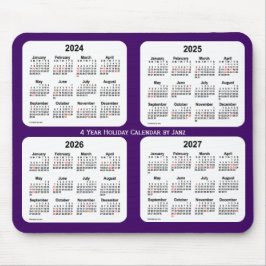 Tapis De Souris Calendrier des fêtes pourpres 2024-2027 par Janz