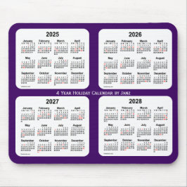 Tapis De Souris Calendrier des fêtes pourpres 2025-2028 par Janz