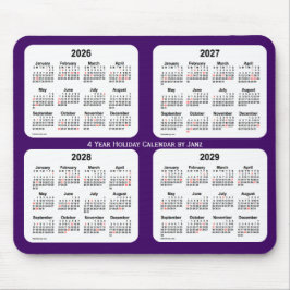 Tapis De Souris Calendrier des fêtes pourpres 2026-2029 par Janz