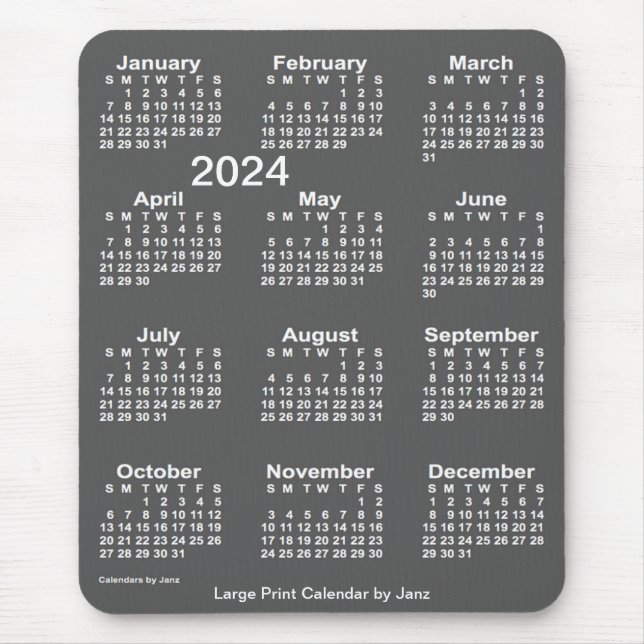 Tapis De Souris Calendrier d'impression gros charbon de bois 2024  (Devant)