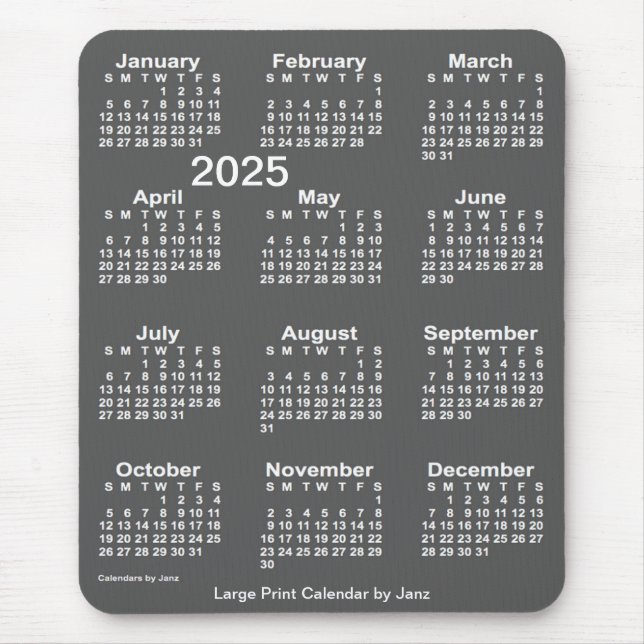 Tapis De Souris Calendrier d'impression gros charbon de bois 2025  (Devant)