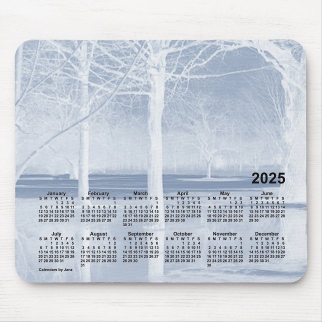 Tapis De Souris Calendrier du paysage hivernal 2025 par Janz Mouse (Devant)