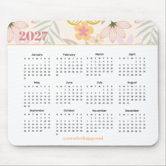 Tapis De Souris calendrier floral simple moderne annuel 2027 pour