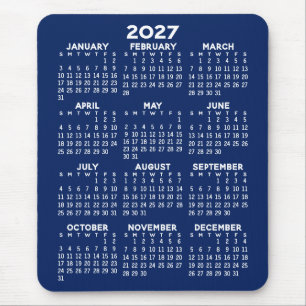 Tapis De Souris Calendrier - fond bleu marine - Vertical 