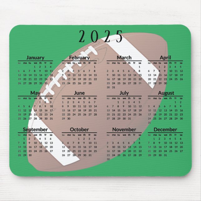Tapis De Souris Calendrier Football 2025 (Devant)