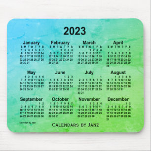 Tapis De Souris Calendrier gris feuille verte 2023 par Janz Mouse