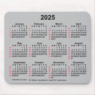 Tapis De Souris Calendrier ISO 2025 Silver 52 semaines par Janz