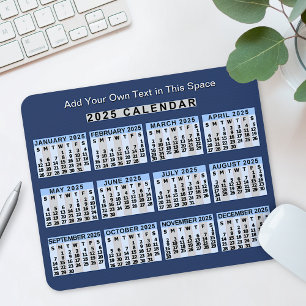 Tapis De Souris Calendrier mensuel 2025 Année Facile à lire Affair