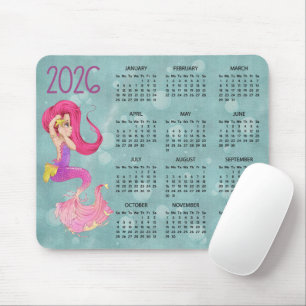 Tapis de souris Calendrier Mermaid Desk 2026