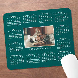 Tapis De Souris Calendrier Moderne 2026 Votre Photo Nom sur Sarcel