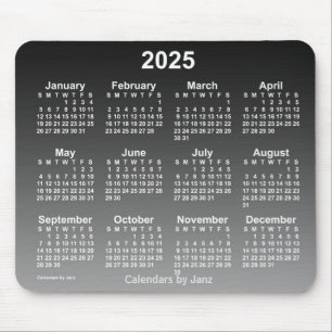 Tapis De Souris Calendrier noir défraîchi 2025 par Janz Mouse Pa