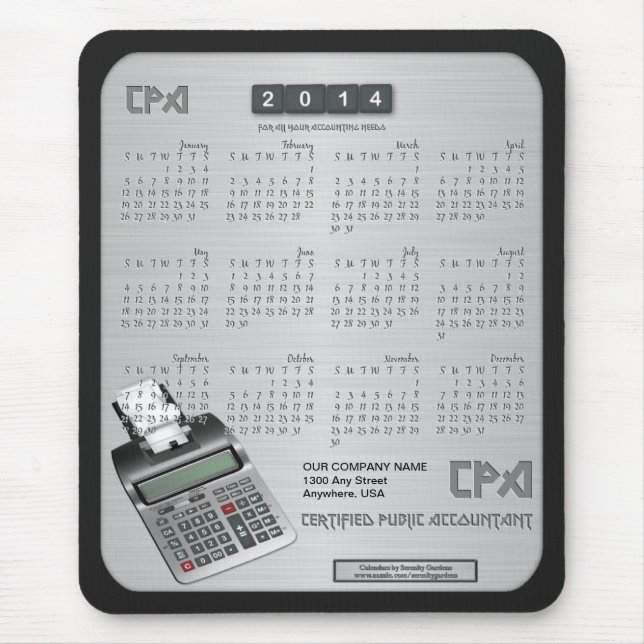 Tapis De Souris Calendrier Pad souris CPA 2014 (Devant)