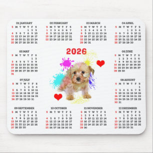 Tapis De Souris Calendrier personnalisable de Morkie Chien Mignon