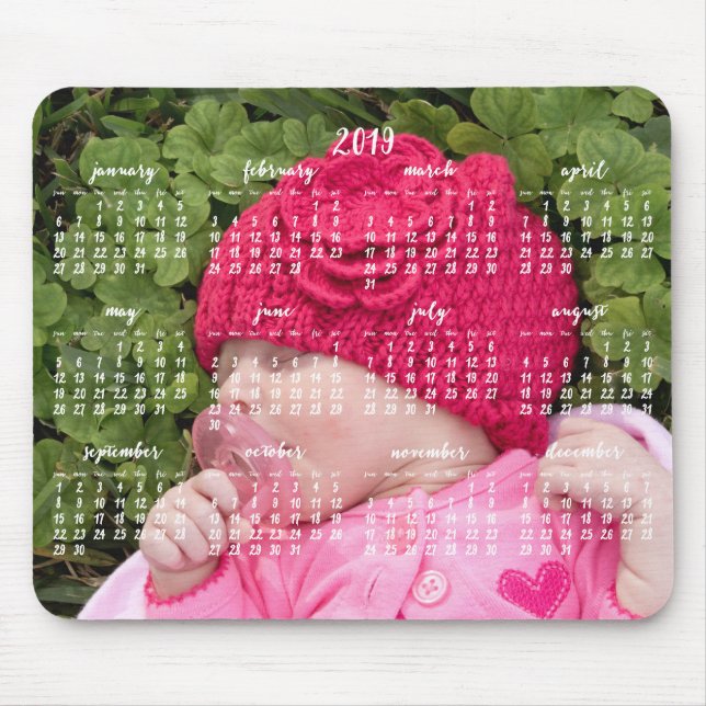 Tapis De Souris Calendrier personnalisé du carnet de souris 2019 A (Devant)